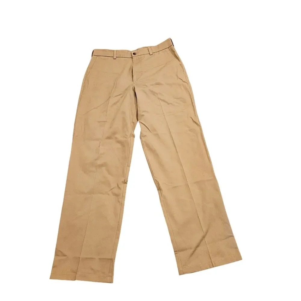 St. Johns Bay Mens 32x32 Khaki Pants Loose Fit Flat Front Casual Chino Beige